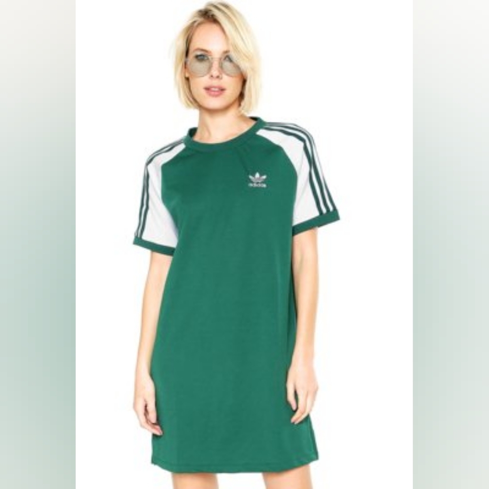 Adidas NWT Women's Green Raglan Dress with White Accents Size M